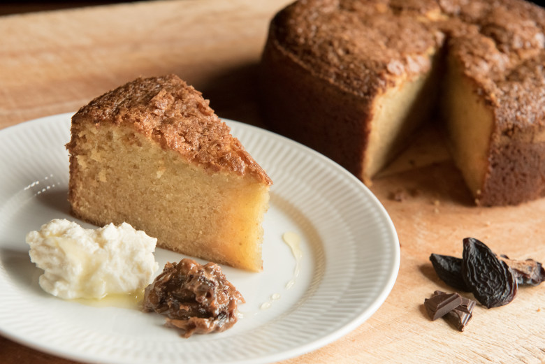 Evan Mallet's Olive Oil Cake with Prune Jam