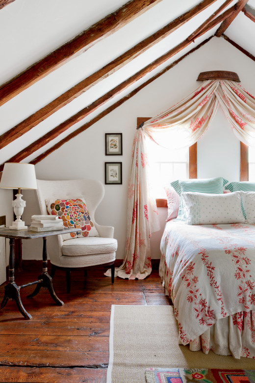 Attic space gets a grand second life as Allen’s master bedroom.