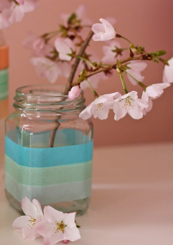 Closeup of Colorful Spring Vases