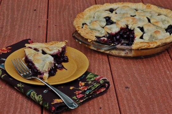 New England blueberry pie slice
