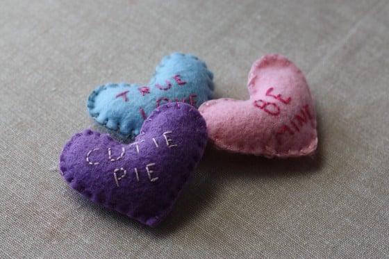 Felted Conversation Hearts