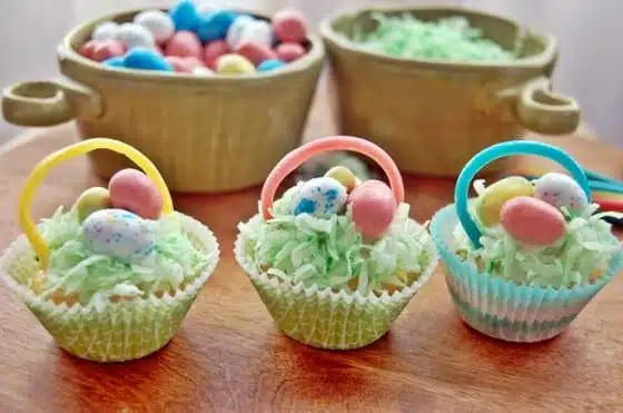easter basket cupcakes