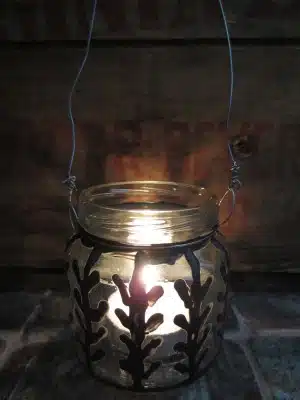 Single wired lantern for hanging--made from baby food jar