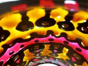 View from inside the lantern-- glass paint drying