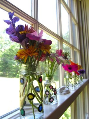 Colorful polka dot vases