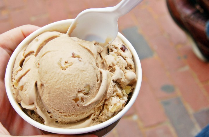 A generous scoop of maple walnut ice cream.