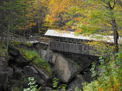 Covered Bridge Flume Gorge In Franconia Notch, Nh