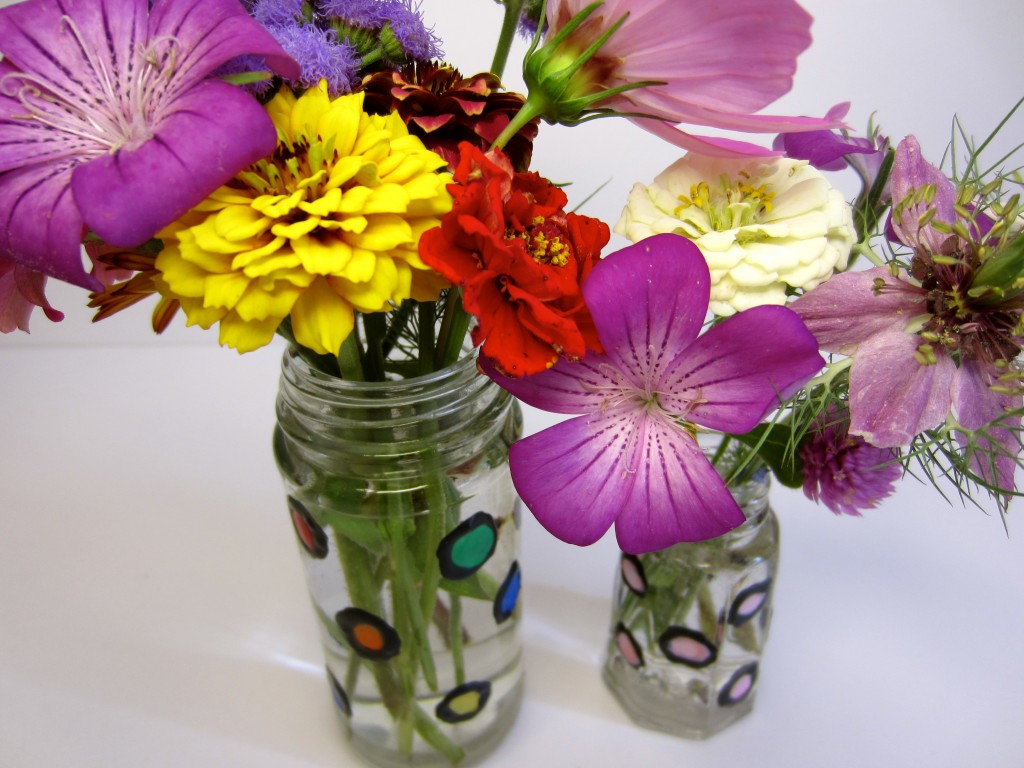 Colorful polka dot vases