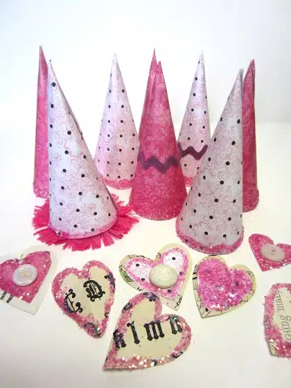 Cones and hearts are set aside to dry