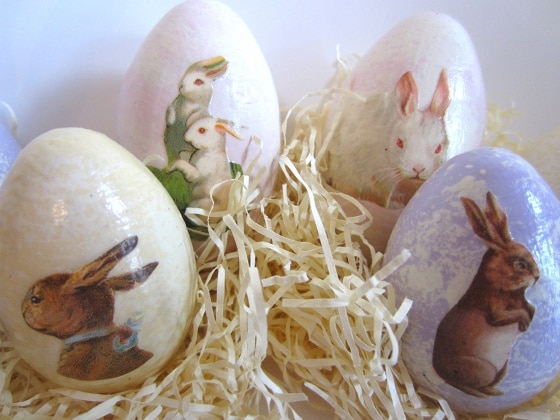 Pastel wooden Easter eggs