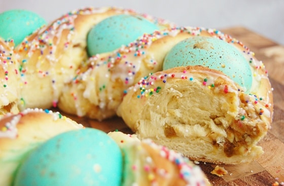 Italian Easter Bread with Dyed Eggs
