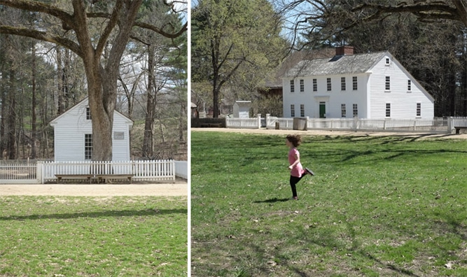 Woodstock, Connecticut lawyer John McClellan's office circa 1796 was moved to OSV in 1965. Ella runs across the town common at the center of the village.  