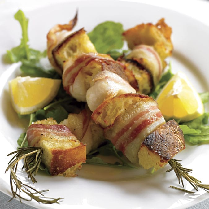 Grilled Scallop Skewers with Pancetta &amp; Rosemary