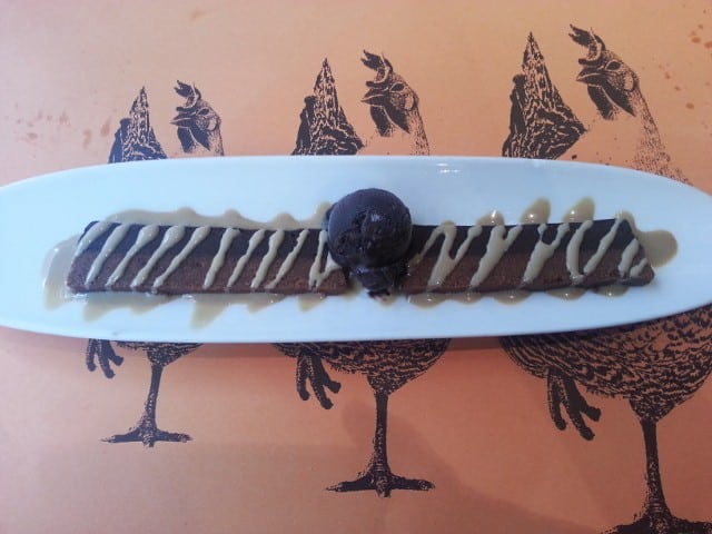 Guy Savoy's signature dark chocolate and praline dessert.