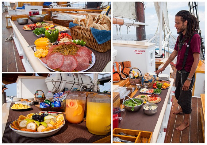 Shawn Daniel prepared incredible meals out of a small galley under the Evan's deck.  
