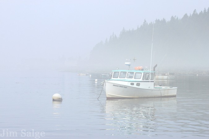 A Lobster Boat Sits at Mooring Outside of Stonington, Maine