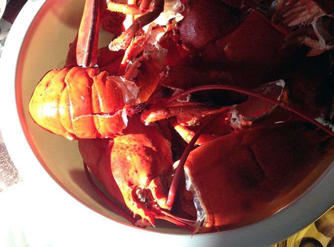 large bowl for lobster shells