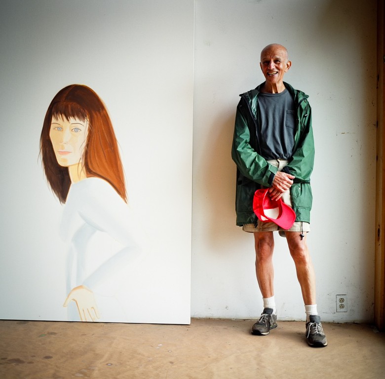 Portrait of artist Alex Katz in his studio.  Lincolnville, Maine.
