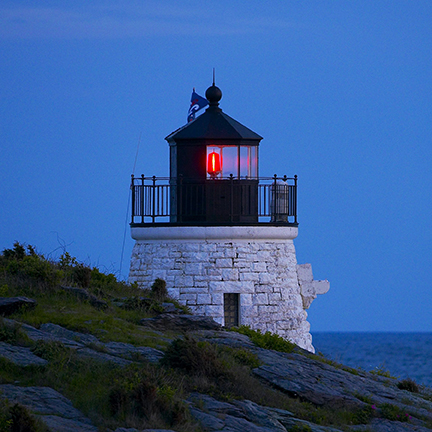 Castle Hill Lighthouse stands in as race committee for the Annopolis-Newport race, where finishers arrive all day and night-a perfect job for this iconic lighthouse.
