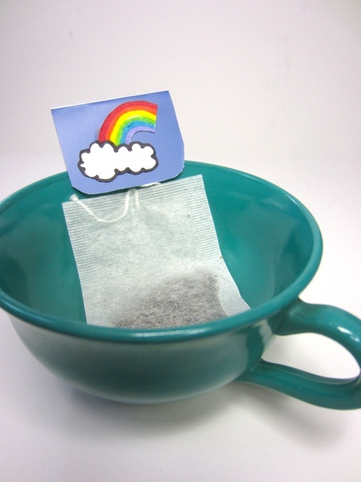 Tea bag with rainbow