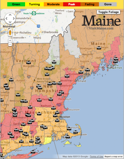 The Live Fall Foliage Map on YankeeFoliage.com is Updated Daily