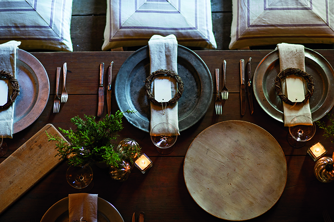A pretty Colonial-style place setting complements the historic ambience.