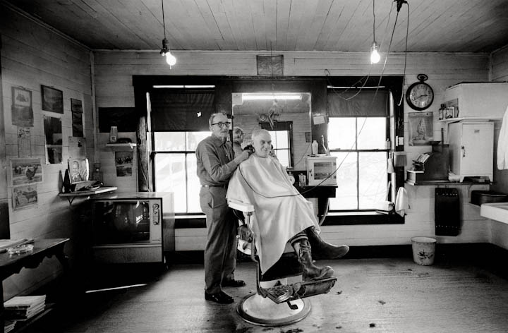 Frank Lovett, barber, Waitsfield, 1977.