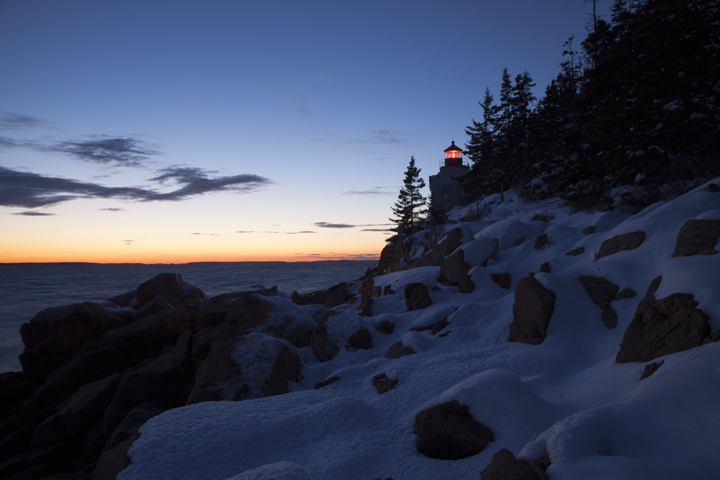 Bass Harbor Head Lighthouse aglow.