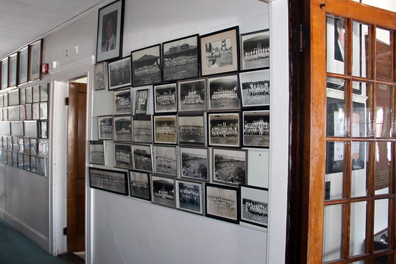 Photographs of former campers line the walls at Camp Bauercrest.