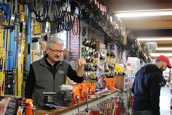 Greg Jardis displays some of the goods available at Amesbury Industrial.