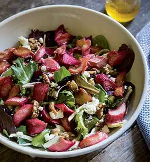 Rhubarb Salad with Fennel & Goat Cheese