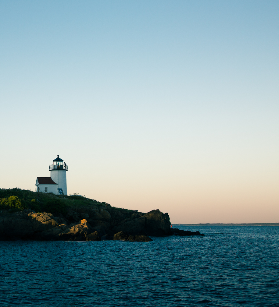 Curtis Island LIghthouse at the mouth of Camden harbor in Maine.