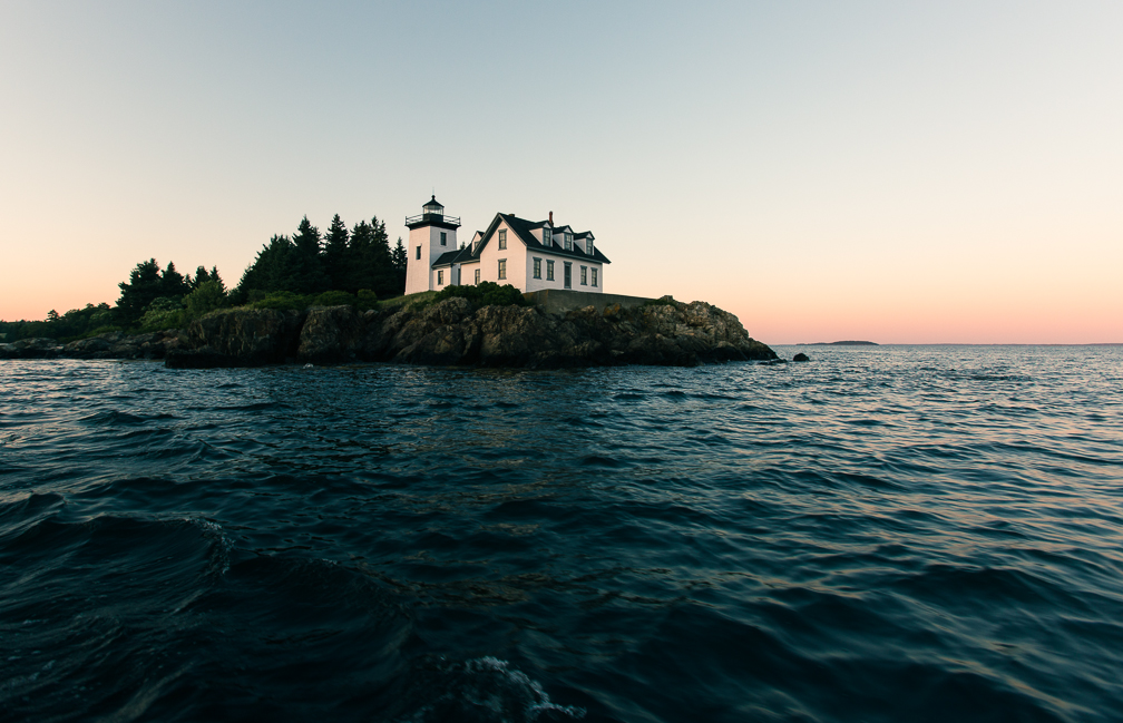 Maine's Mark Island Lighthouse at Deer Isle thoroughfare.