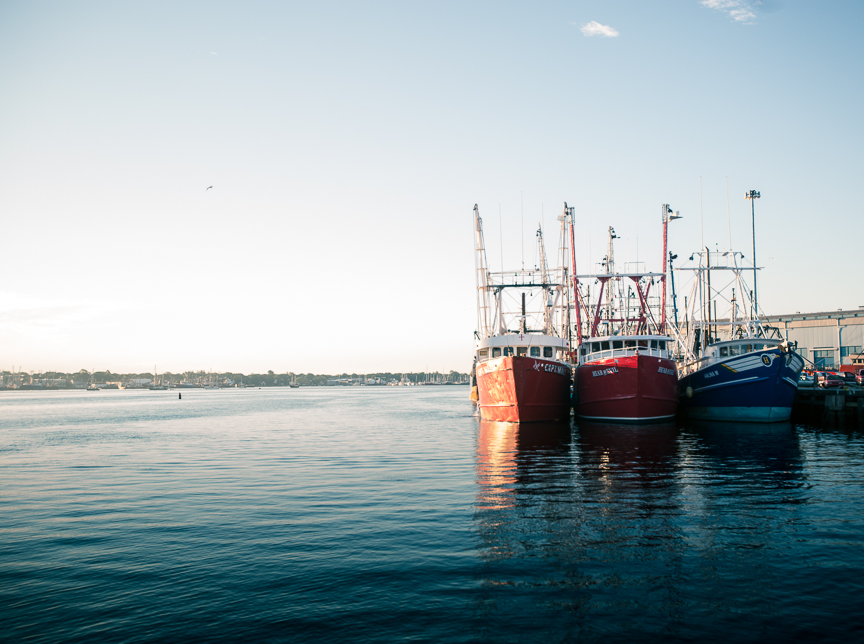 Fishing Vessels at the ready in New Bedford's working harbor.