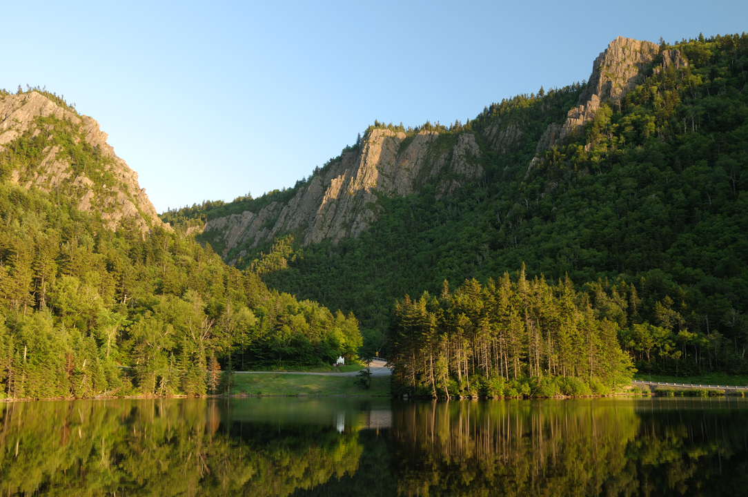 Dixville Notch from across Lake Gloriette.