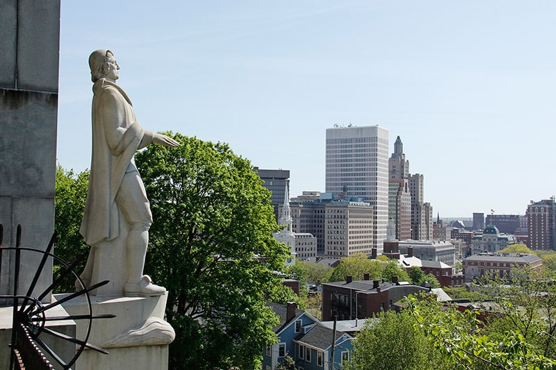 The Roger Williams statue in Prospect Terrace Park