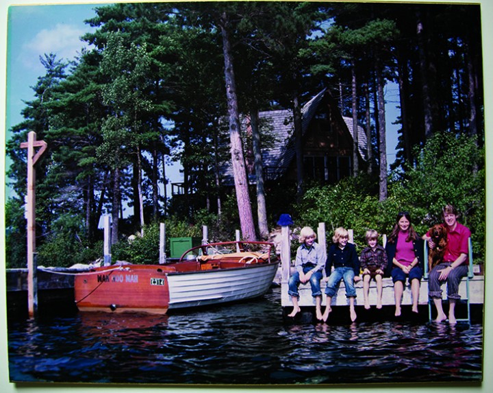 This favorite family picture of the Hales at Liberty Street in the summer of 1972 was taken by a noted New Hampshire photographer, the late Eric Sanford, who, while standing precariously in a small rowboat (named Wah), nearly lost his balance—and would have fallen overboard. (From left: J.D., Dan, Chris, Sally, Daisy, and Judson.)