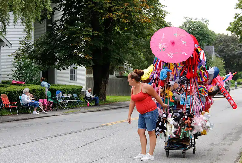 Residents set their chairs up early on parade day.