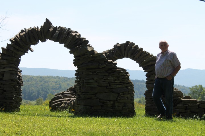 a visitor browses Thea Alvin's epic arch
