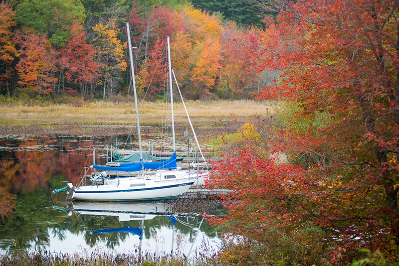 Sailboats at the ready on Squam Lake in Holderness.