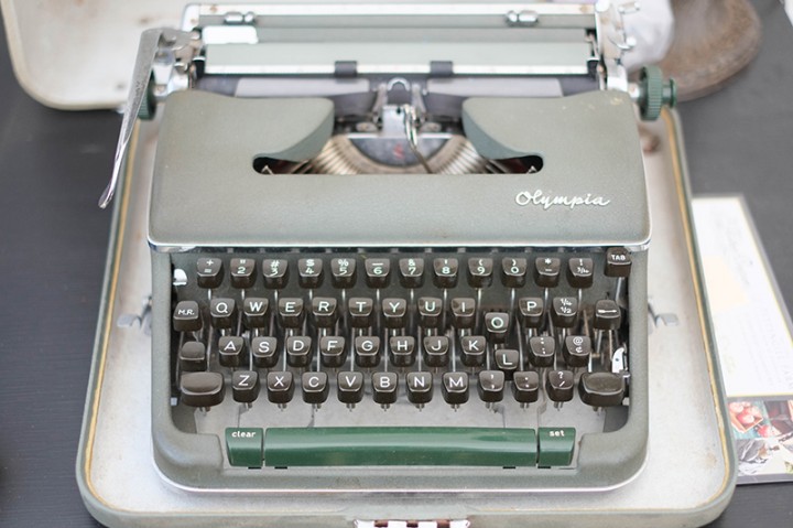 Antique typewriters abound.