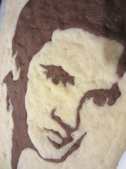 A cookie portrait of Elvis-- side view
