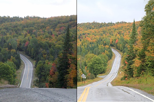 Two images from Pittsburg, NH taken on consecutive days this week.