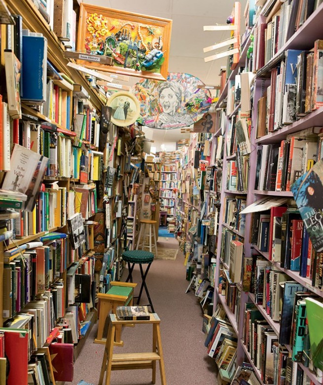 Packed shelves await the biblio­phile at Federal Street Books.