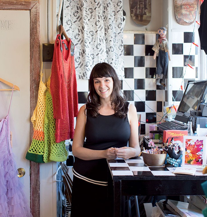 Stella Corso, owner of Pale Circus, selling locally made and vintage clothing and gifts.