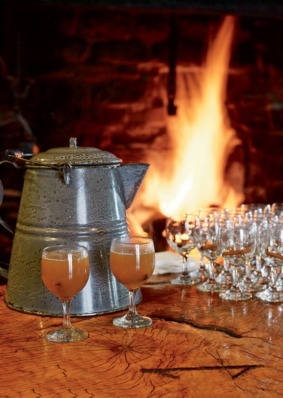 Mulled cider is made with a red-hot mulling iron.