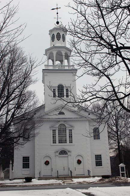 The intricate architectural details of Old First Congregational Church in Old Bennington are attributed to noted church architect, Lavius Fillmore.