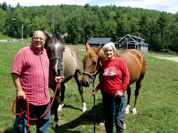 Owners Jim Knee and Catherine Dowd with Pumpkin and King.
