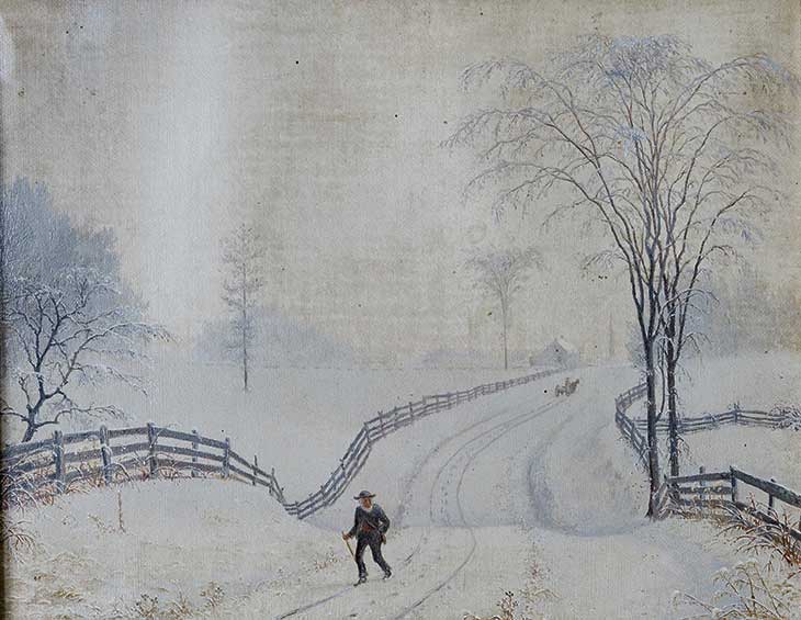 In this snowy scene by Rowland Robinson, the road is thought to be Route 7. 