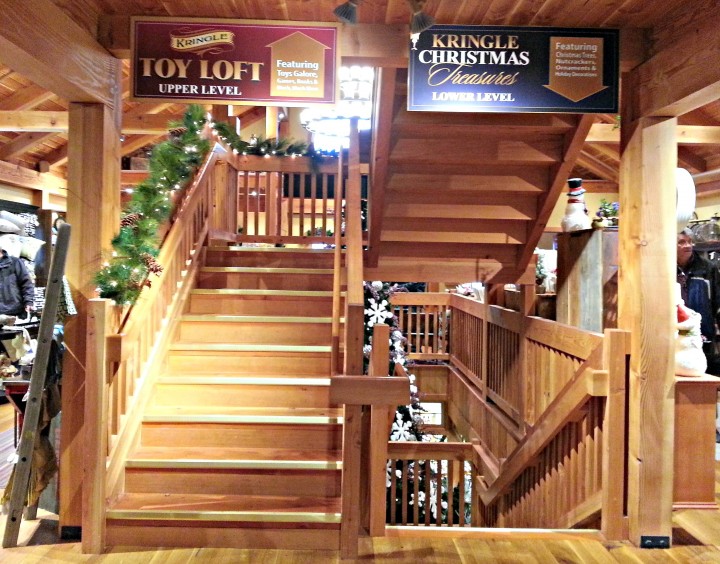 The second floor has gifts for children— stocking stuffers and ideas for presents Santa could bring. But take the stairs down and find all the Christmas decorations you'd ever need. 